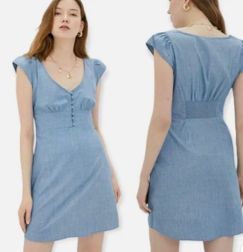 Banana Republic Blue Chambray Cap Sleeve Mini Dress Size 0